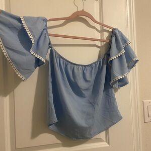 Blue Off-Shoulder Women's Top